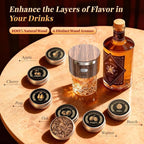 Electric Whiskey Smoker Kit Built-in Lighter, Rechargeable Cocktail Smoker Kit with 6 Wood Chips, No Butane Required, Fits Most Glasses,Ideal Christmas/Birthday Gifts for Men, Dad, Husband (Walnut, S)