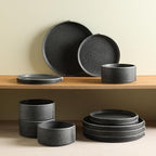 Stone Lain Bao 24-Piece Dinnerware Set Stoneware, Charcoal
