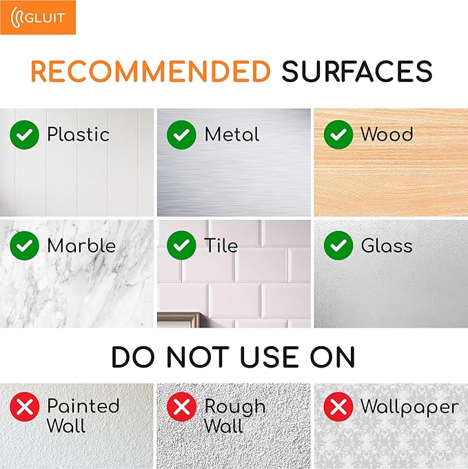 GLUIT Adhesive Large Wall Hooks for Hanging Heavy Duty 22 lbs Hook for Walls No Damage (6 Large Hooks)