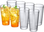 Amazing Abby - Cafely - 24-Ounce Plastic Tumblers (Set of 8), Plastic Drinking Glasses, Restaurant-Style Tumblers, Commercial-Grade Cups, Stackable, BPA-Free, Shatter-Proof, Dishwasher-Safe, Clear
