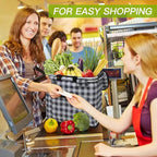Insulated Picnic Basket,40L Leak-Proof Cooler Bag,Grocery Basket with Lid,2 Sturdy Handles,Storage Basket for Picnic, Picnic Basket for 4 Persons (Black Grid)
