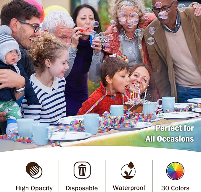 Exquisite Party Solids 12-Pack - Premium Plastic Tablecloth 54in. x 108in. Rectangle Table Cover - Iridescent