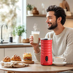 Milk Frother, Paris Rhône 4-in-1 Milk Steamer and Frother, Hot & Cold Foam Milk Warmer with Temperature Control, Auto Shut-Off Frothers for Coffee, Latte, Cappuccino, Macchiato