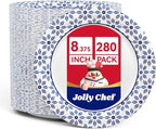 JOLLY CHEF 8.37 inch Paper Plates 280 Count Soak Proof, Cut Proof, Heavy Duty Printed Disposable Plate for Thanksgiving or Everyday Use