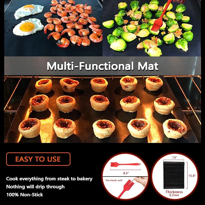 Foldable BBQ Fish Grill Basket with 430 Stainless Steel, Grill Set Includes: a Reusable Grill mat and a basting Brush.