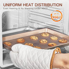 HONGBAKE 3 Pack Gold Nonstick Baking Sheet Pan Set with Oven Mitts Heat Resistant, Non-Toxic Half/Quarter/Jelly Roll Pans with Diamond Texture Pattern, Heavy Duty 0.8mm Thick Cookie Trays for Cooking