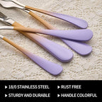 20-Pieces Color Silverware Sets for 4,Purple and Orange Handle Stainless Steel Cutlery Set, Include Forks Spoons and Knives Set, Dishwasher Safe Utensil Sets for Home Restaurant