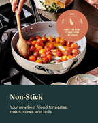 Caraway Nonstick Ceramic Sauté Pan with Lid (4.5 qt, 11.8") - Non Toxic, PTFE & PFOA Free - Oven Safe & Compatible with All Stovetops (Gas, Electric & Induction) - White