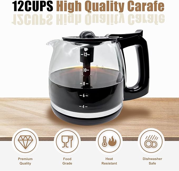 Generic 12-Cup Replacement Glass Carafe Pot Compatible with Hamilton Beach Coffee Maker Flexbrew, Clear