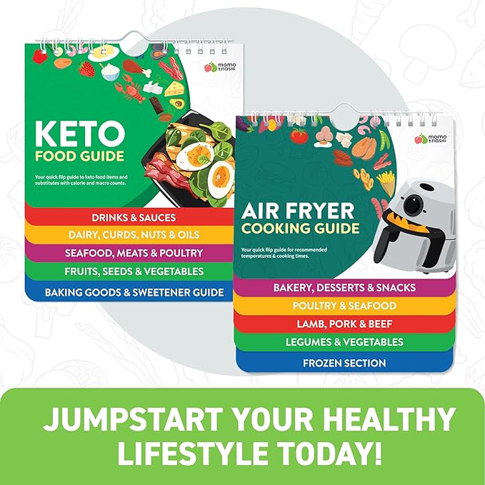Air Fryer & Keto Cookbook Magnets - Set of 2 (7”x6”) - Air Fryer Accessories & Keto Meal Plan Cookbook - Airfryer Kitchen Accessories - Keto Foods & Keto Diet Book For Beginners - Kitchen Gadgets 2025