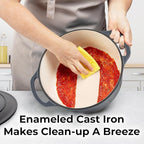 Zulay Kitchen 7.7 Quart Enameled Cast Iron Dutch Oven with Lid, Silicone Trivet & Heat Pad – Premium Durability & Oven Safe up to 500°F – Heavy Duty Cookware Perfect for Bread Baking, Stews, Braising & Roasting – Gray