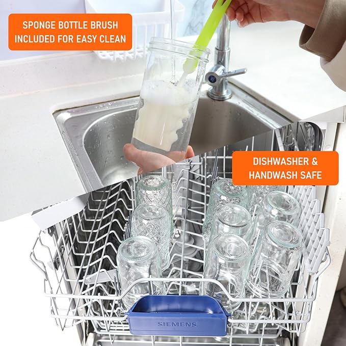 24 oz Wide Mouth Mason Jars 6pack, Glass Tall Mason Jars 24 oz with Airtight lids and Bands for Canning, Preserving, Fermenting, Pickling, DIY Projects (24 fl. oz, Set of 6)