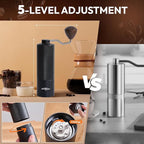 Manual Coffee Grinder – Portable Conical Burr Hand Grinder with Adjustable Settings & Double Bearings – Stainless Steel Coffee Mill for Espresso, French Press, Travel & Camping Gift