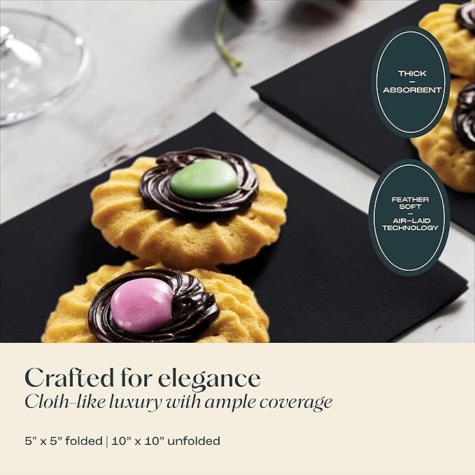 Disposable Linen-Feel Cocktail Napkins, 200-Pack 5" x 5" BURGUNDY Paper Beverage Napkins For Bar, Restaurant And Café, Dessert Napkins For Party, Wedding Or Event