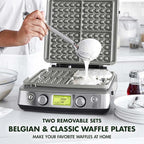 GreenPan Elite 4-Square Belgian & Classic Waffle Maker,Healthy Ceramic Nonstick Dishwasher Safe Plate, Adjustable Shade/Crunch Control, Wont Overflow, Easy Clean, Breakfast,PFAS-Free,Graphite