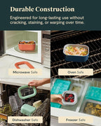 Caraway Mini Square Food Storage Container - 1.75 Cup Glass Storage Container for Food - Non-Toxic Ceramic-Coated Glass - Air Release Technology - Compact & Stackable Design - Mist