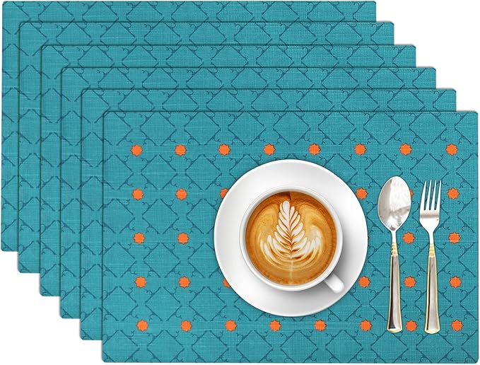 Ruvanti Placemats 100% Cotton 13x19 Inch, Dining Table Placemats Set of 6, Modern Place Mats for Dining Table Decor, Kitchen & Table Linens, Coffee Mat for Christmas Dinners - Combo