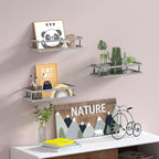 PUSDON Metal Wall Hanging Basket 2 Packs DIY Suitable for Multiple Scenes - Middle Silver Grey Guardrail