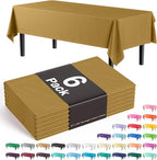 Exquisite 66% Thicker Premium Plastic Table Cloth Rectangle Table Cover 0.5 Mil 6 Pack Gold Table Cloth 54 Inch x 108 Inch Disposable Tablecloth Won't Tear Easily Like Cheap Thin Brands