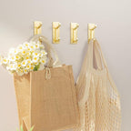 Self Adhesive Wall Hooks for Hanging: Extra Strong 13 LB, Hook for Coat, Towel in Bathrooms, Shower, Kitchen, Wall, Door Hook, Gold 12 Pack