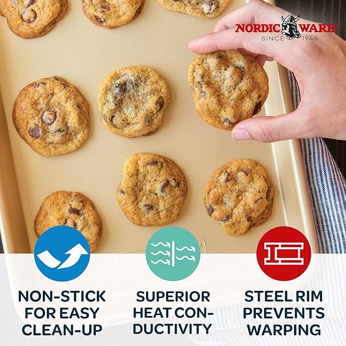 Nordic Ware Naturals Aluminum NonStick Baker's Quarter Sheet Small, Gold