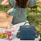 FlowFly Insulated Reusable Lunch Bag Adult Large Lunch Box for Women and Men with Adjustable Shoulder Strap,Front Zipper Pocket and Dual Large Mesh Side Pockets,Royal