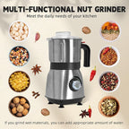 Spice Grinder Electric,Herb Nut Grinder for Kitchen, Detachable Espresso Grinders with Stainless Steel Blades, Filter and Brush, 500w Dry and Wet Grain Mill for Coffee, Rice, Bean, Seasoning (Black)