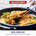 Blue Diamond 14" Nonstick Frying Pan, PFAS Free Ceramic Family Pan, Jumbo Pan with Helper Handle, Diamond Infused Nonstick Skillet, Dishwasher & Oven Safe, Durable, Non Toxic, Metal Utensil Safe, Blue