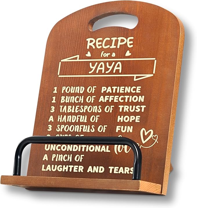 InnoBeta Yaya Gifts for Women, Cookbook Stand for Kitchen Counter, Perfect Gifts for Yaya on Birthday, Adjustable Tablet Recipe Book Holder, Unique Kitchen & Home Decor