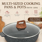 Bakken-Swiss 14-Piece Kitchen Cookware Set – Granite Non-Stick – Eco-Friendly – for All Stoves & Oven-Safe - Marble coatin