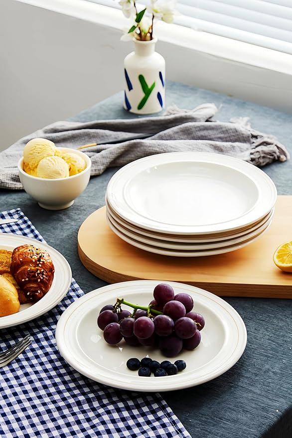 9-inch Porcelain Dinner Plate Set of 6 - Microwave, Oven and Dishwasher Safe, Scratch Resistant. (9-inch Cozy Gray)