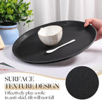 Zopeal 8 Pieces Black Round Restaurant Serving Tray, Plastic Non Slip Surface Food Meals Server Tray with Raised Edges for Home, Kitchen, Restaurant, Cafeteria, Bar (11",14",16",18")