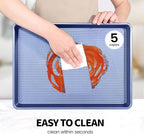 Vinino Baking Sheet Set of 3, Cookie Sheets For Baking with Square Texture Pattern, Thicker Carbon Steel Non-stick Baking Pan Half/Quarter/Jelly Roll Pans Tray for Oven-Blue