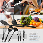 Camping Cooking Essentials Utensils Set - Camp Cookware Kitchen Accessories Kit, Camper Gear Must Haves, Stainless Steel & Silicone, RV Car Portable Outdoor Equipment Tool