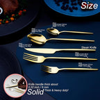 20 Piece Luxury Silverware Set for 4 Gold Mirror-Polished 18/10 Stainless Steel Heavy Flatware Set Modern Cutlery Set Knife/Fork/Spoon with Gifts for Home & Restaurant