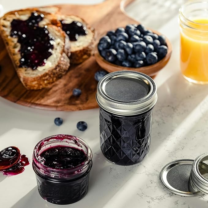 Mason Jar Lids and Rings 48Pcs Regular Mouth Canning Lids for Ball, Kerr Jars- Split-Type with Leak proof & Airtight Seal, Metal - Food Grade Material Silver/70MM