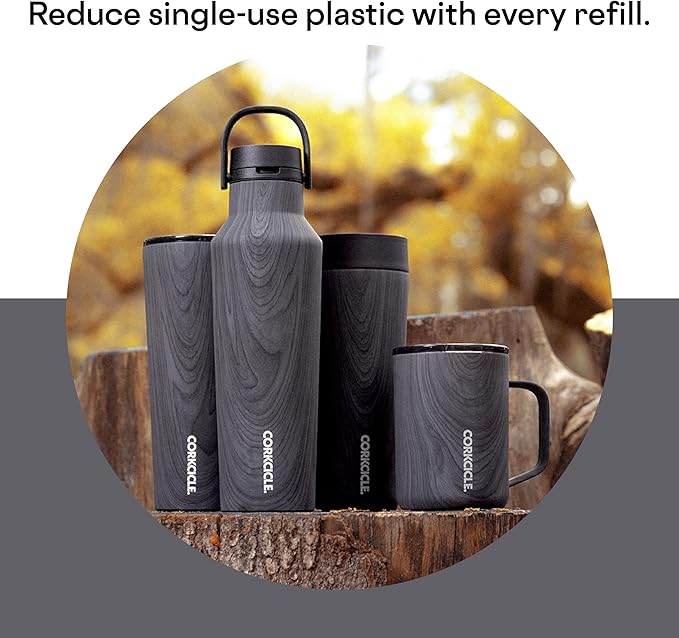 Corkcicle Sport Canteen Insulated Tumbler, Burnt Wood, 20 oz – Reusable Water Bottle Keeps Beverages Cold for 25 Hours & Hot 12 Hours – Cupholder Friendly Tumbler with Screw-On Cap