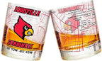 Greenline Goods – University of Louisville Cardinals College Whiskey Glasses (Set of 2), 10 oz – Full-Color Logo + Campus Map