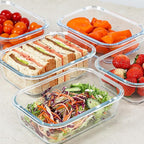 30 oz 5 Pack Glass Meal Prep Containers, Glass Storage Containers with Lids - Dishwahser, Microwave, Oven and Freezer Safe, White