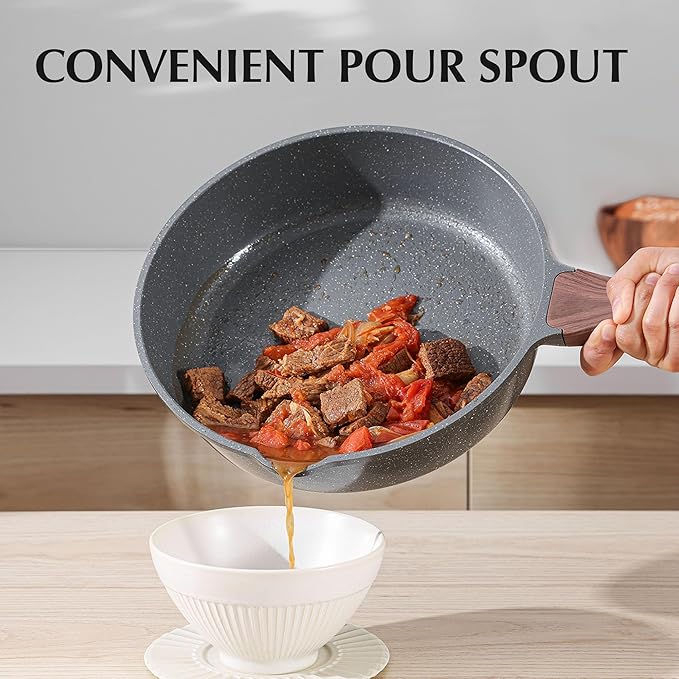 SENSARTE Nonstick Cookware Set 13-Piece, Non Stick Pots and Pans Set with Swiss Granite Coating, Healthy Kitchen Cooking Set, Stay-Cool Handles, PFOA Free