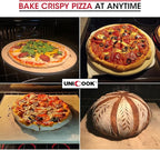 Unicook Pizza Stone 15 Inch, Premium Baking Stone for Oven Grill, Square Cordierite Bread Pizza Pan, Thermal Shock Resistant, Includes Scraper