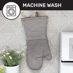 All-Clad Silicone Oven Mitts: Heat Resistant up to 500 Degrees - 100% Cotton & Silicone, 14"x7" Oven Mitt for Kitchen and Barbeque, 2-Pack, Titanium