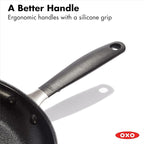 OXO Good Grips 9.5" Frying Pan Skillet, 3-Layered German Engineered Nonstick Coating, Stainless Steel Handle with Nonslip Silicone, Induction Suitable, Black