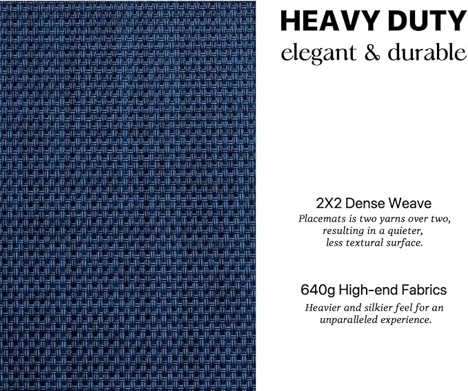 LEXMORE Placemats Set of 6 Vinyl/Plastic Woven Place Mats for Kitchen Table Indoor/Outdoor Washable Placemat Wipeable Dining Table Mats(Navy Blue)