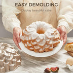 KITESSENSU Blossom Cake Pan, Nonstick Cast Aluminum bunt pan, 9.84” Fluted Tube Pan for Baking Unique Cake, 10 Cup Moldes para Pasteles, Cake Pans for Baking, High-Heat Resistant, Easy to Clean