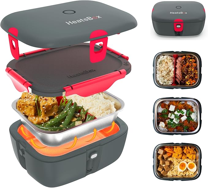 Go Cordless Electric Lunch Box 100W | Rechargeable Self Heating Container | App Control | 3.9 cups Battery Operated Food Warmer for Adults | Car, Truck, Office, Travel | 5V,12V,24V,110V