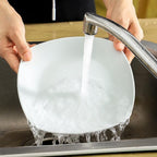 fMBB Ceramic White Dinner Plates Set of 4, Porcelain Square 7.5 inch Dessert Dishes, Serving Flat Plates Salad Dishes - Scratch Resistant, Dishwasher, Microwave, Oven Safe