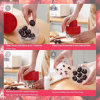 PCTC Cherry Pitter Tool - Pit Remover for Cherries, Multi-Functional Fruit & Vegetable Tool, Quick Release Remove 7 Cherry Pits at Once, Kitchen Gadget for Easy Prep (Red)