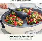 GreenPan Elite 5.5QT Electric Oval Skillet, PFAS-Free Ceramic Nonstick, 1800 Watt, Dishwasher Safe Lid & Removable Crock, Adjustable Temp Control Multi-Cooker, Sear, Sauté, Rice, Stir-Fry, Cream White