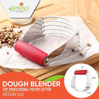 Spring Chef Dough Blender, Top Professional Pastry Cutter, Heavy Duty Baking Tool with Stainless Steel Blades, Medium Size, Red